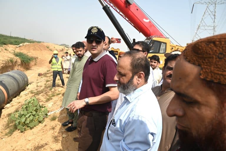 A visit to a large water pipeline project site in Karachi